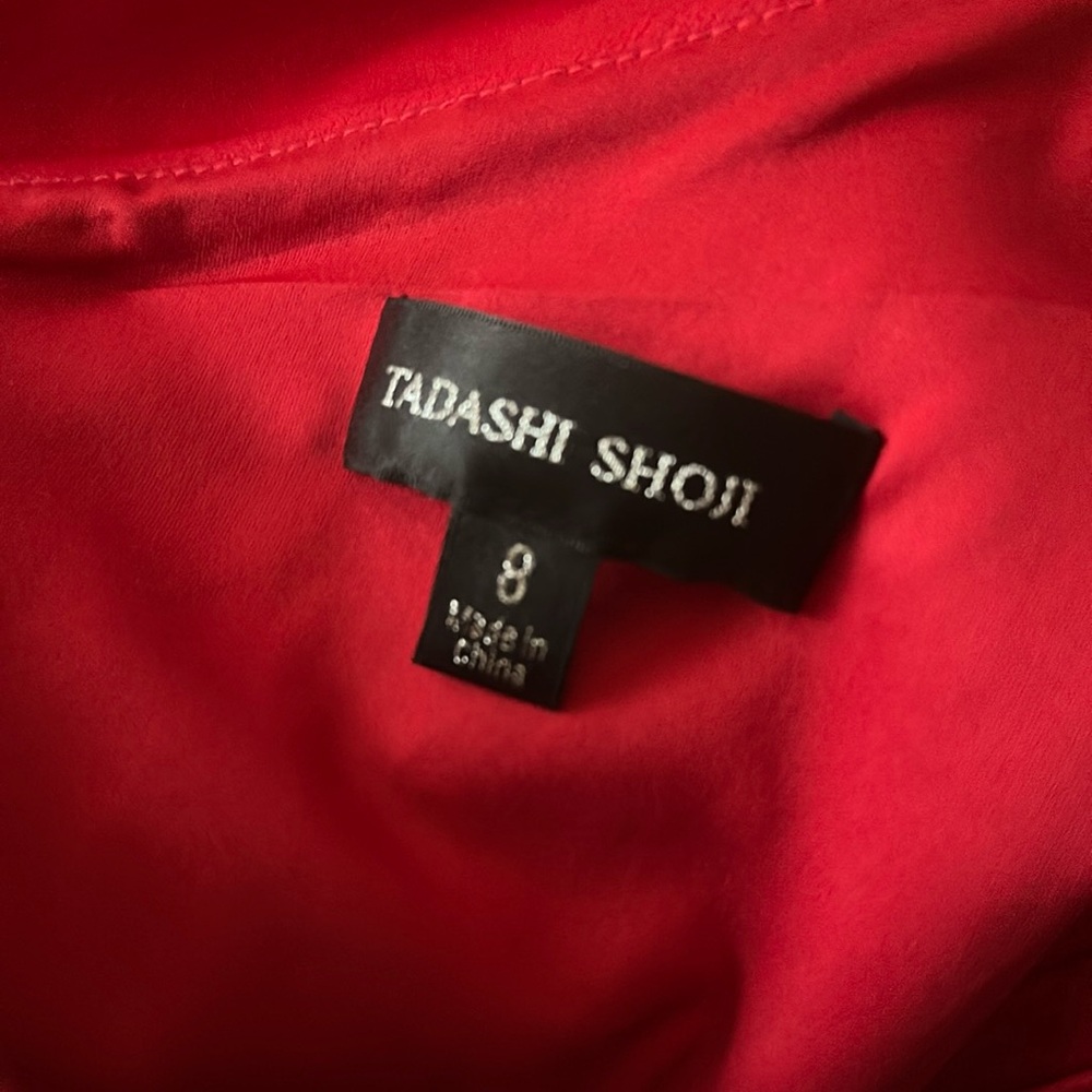 Tadashi Shoji One-Shoulder Red Draped Maxi Gown - Picture 9 of 9